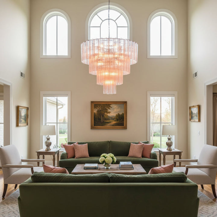 Murano Star Shaped Glass Tube Chandelier