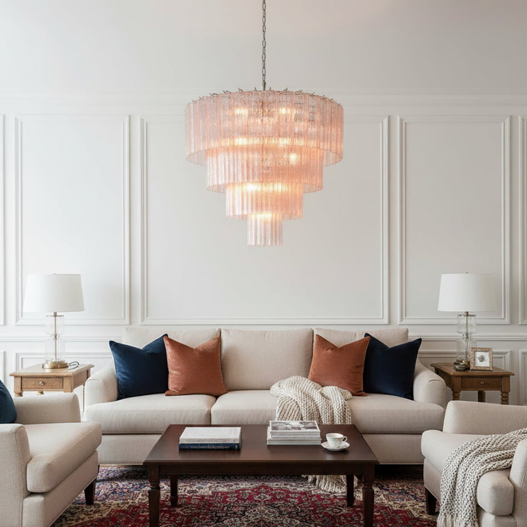 Murano Star Shaped Glass Tube Chandelier