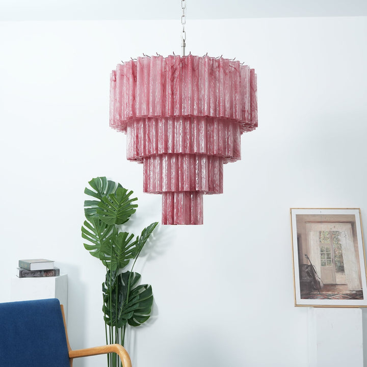 Murano Star Shaped Glass Tube Chandelier