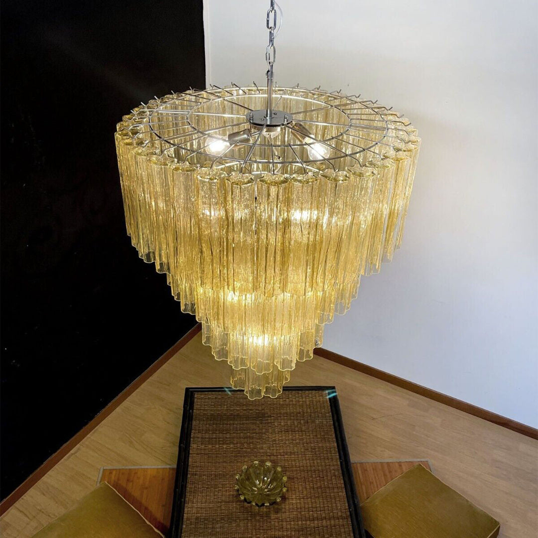 Murano Star Shaped Glass Tube Chandelier