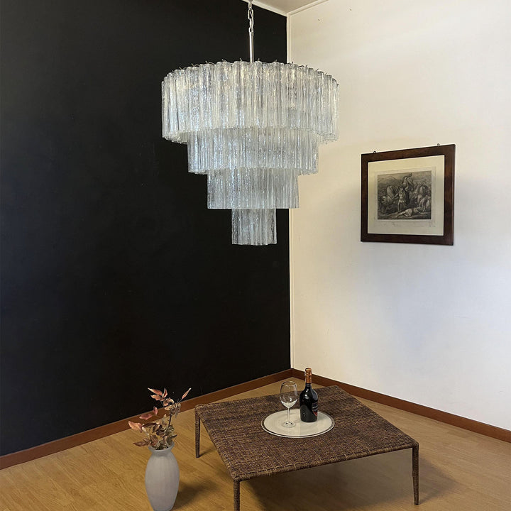 Murano Star Shaped Glass Tube Chandelier