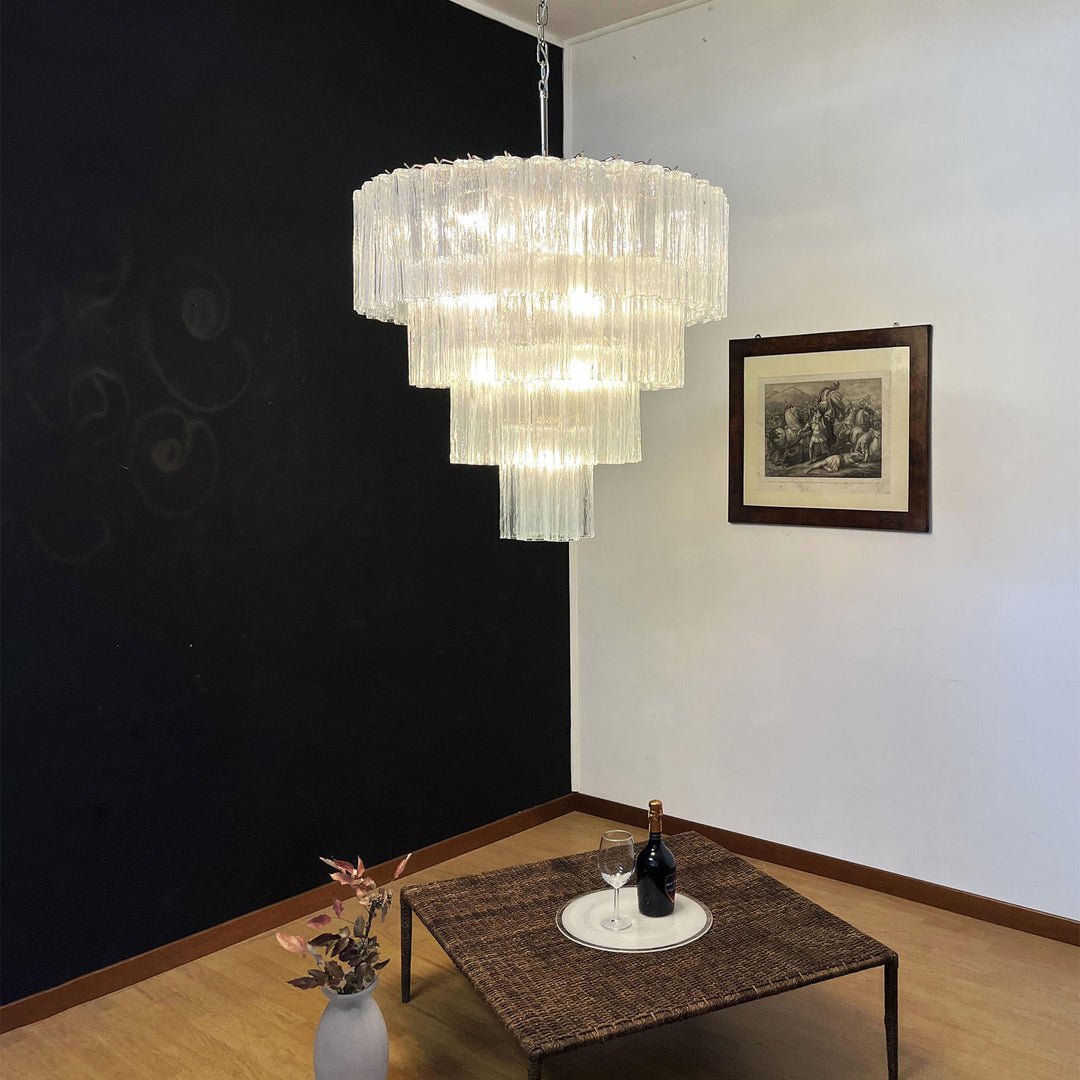 Murano Star Shaped Glass Tube Chandelier