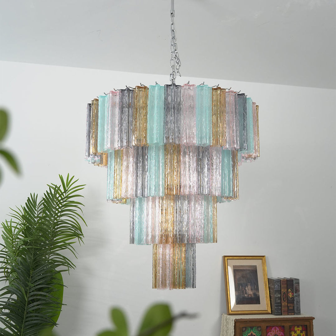 Murano Star Shaped Glass Tube Chandelier