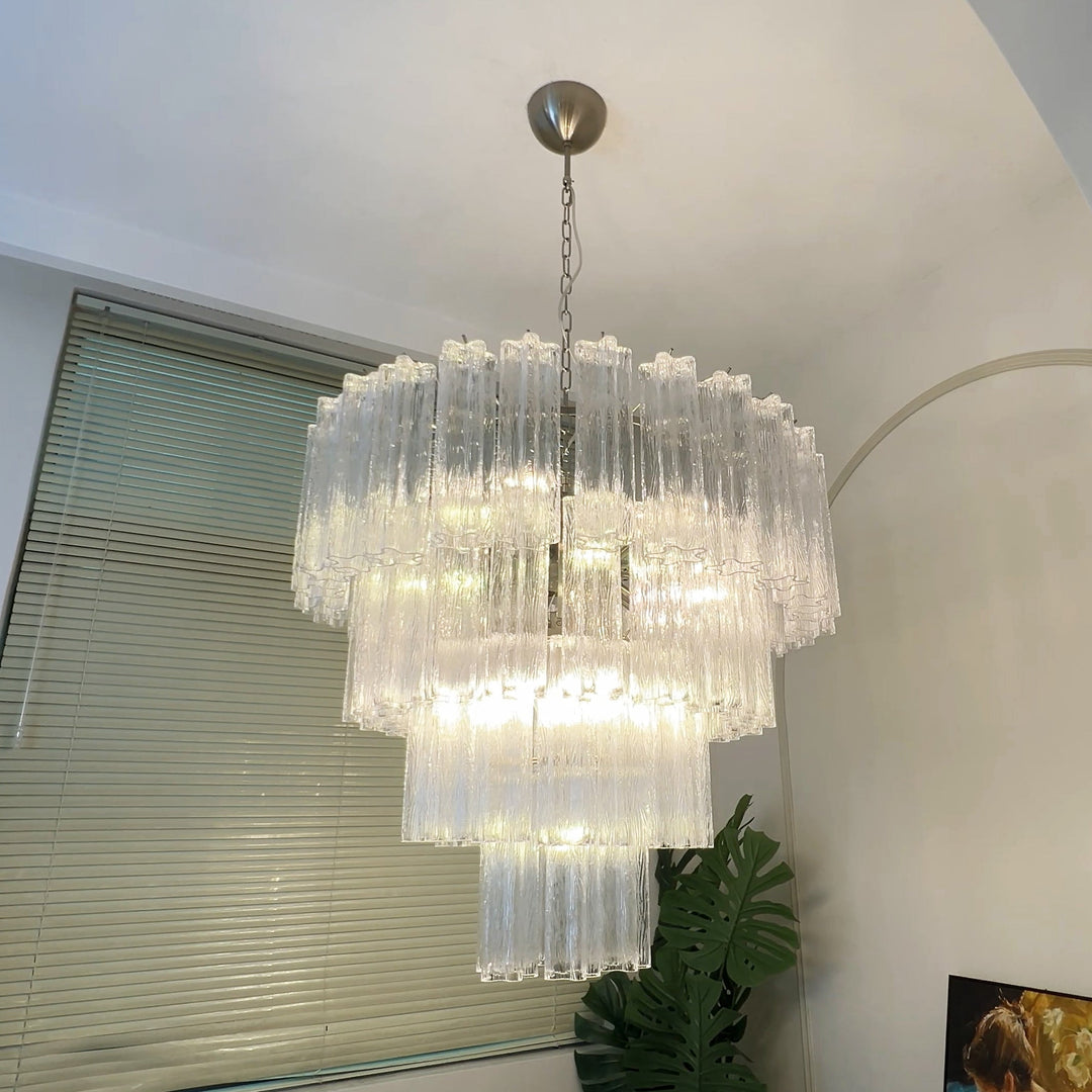 Murano Star Shaped Glass Tube Chandelier