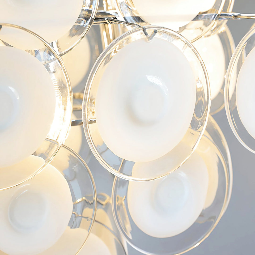 Murano White Glass Disc Chandelier