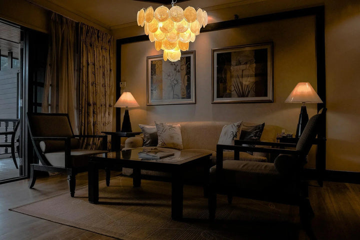 Gold Disk Glass Round Chandelier - view 9 | Woorglamp