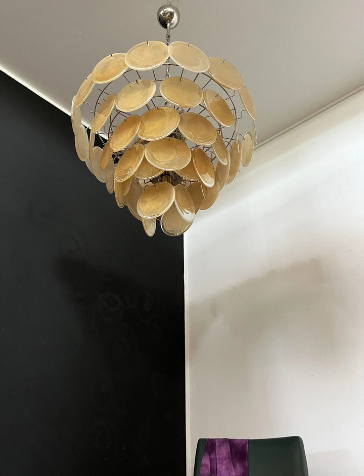 Gold Disk Glass Round Chandelier - view 14 | Woorglamp