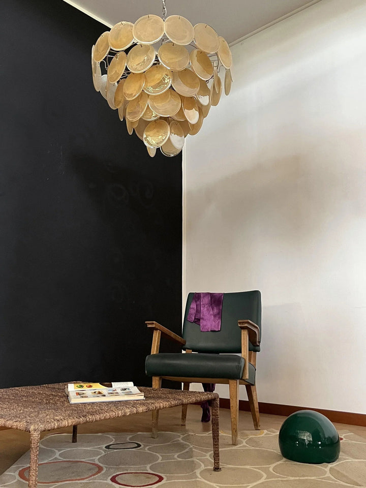 Gold Disk Glass Round Chandelier - view 15 | Woorglamp