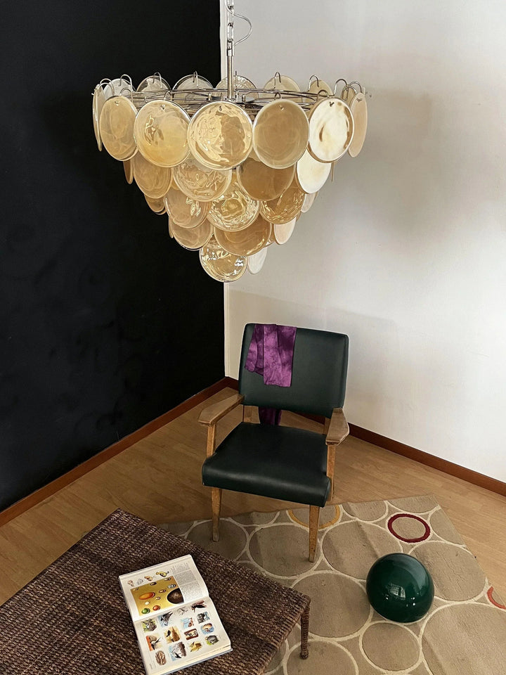 Gold Disk Glass Round Chandelier - view 13 | Woorglamp