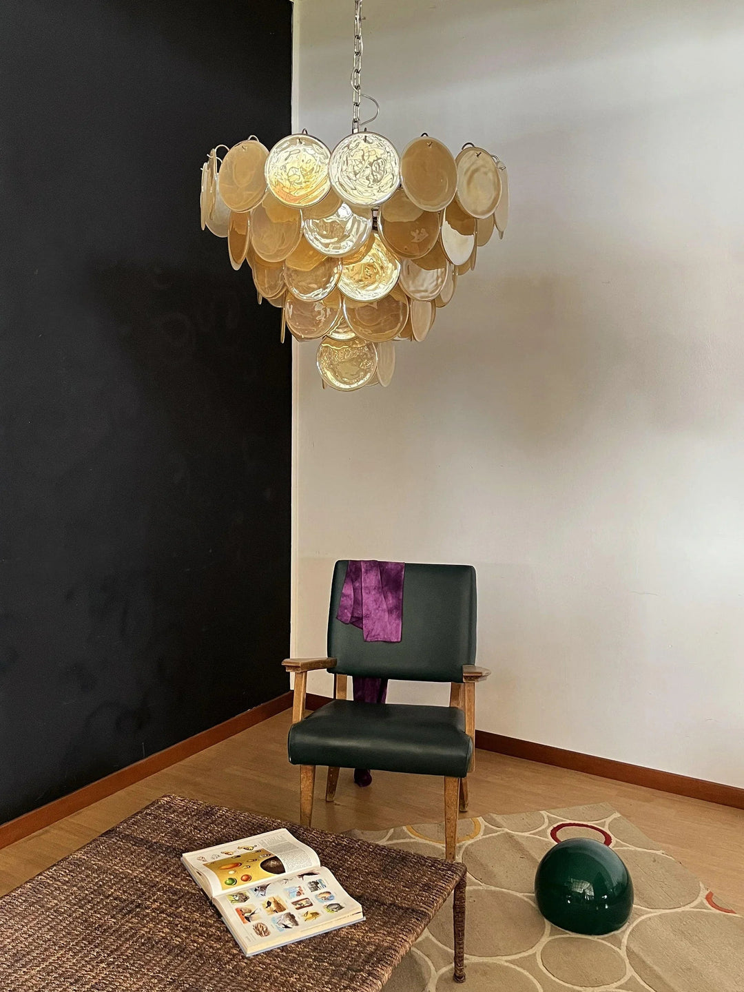 Gold Disk Glass Round Chandelier - view 5 | Woorglamp