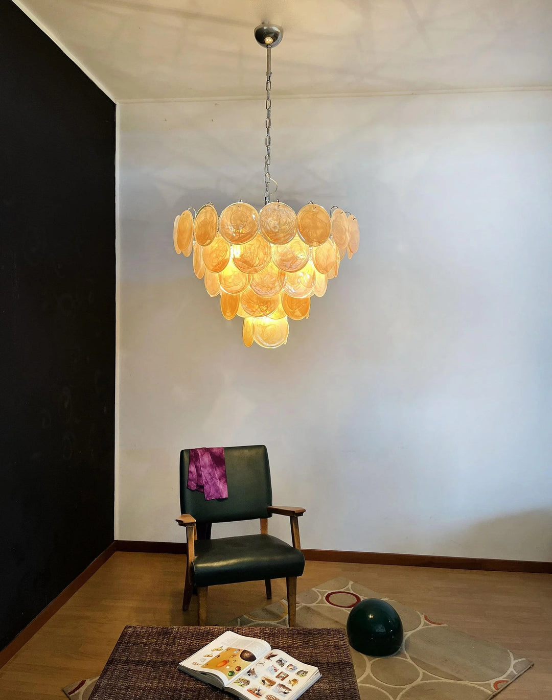Gold Disk Glass Round Chandelier - view 2 | Woorglamp