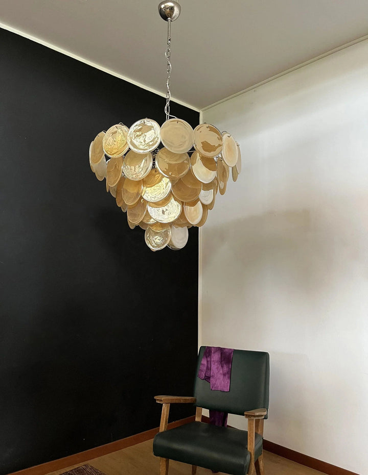 Gold Disk Glass Round Chandelier - view 18 | Woorglamp