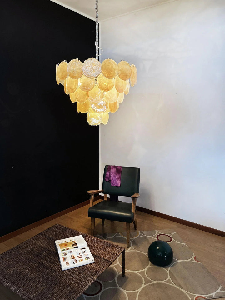 Gold Disk Glass Round Chandelier - view 7 | Woorglamp