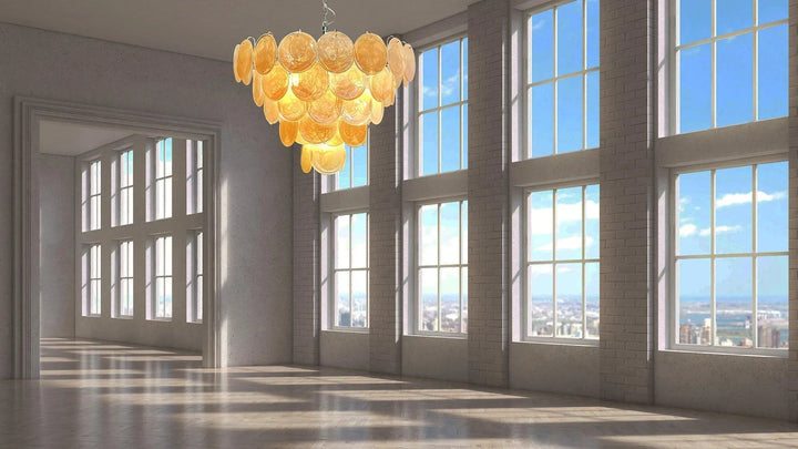 Gold Disk Glass Round Chandelier - view 10 | Woorglamp