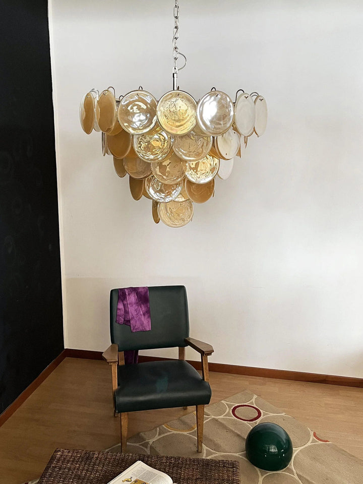 Gold Disk Glass Round Chandelier - view 17 | Woorglamp