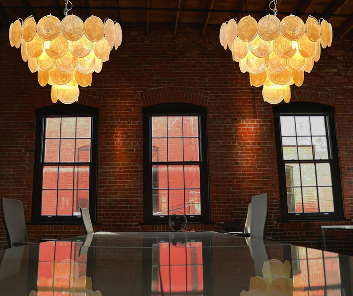 Gold Disk Glass Round Chandelier - view 8 | Woorglamp