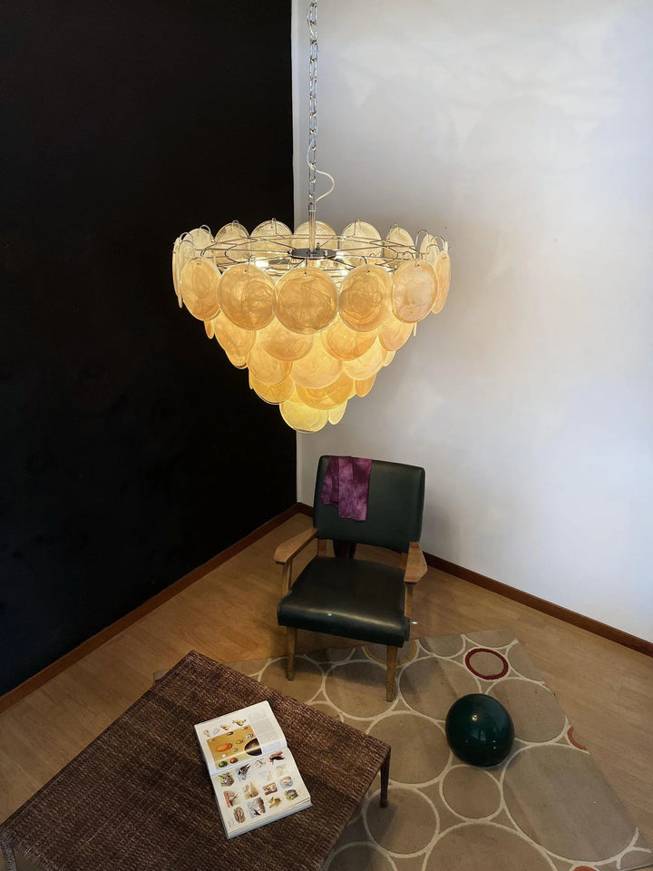 Gold Disk Glass Round Chandelier - view 3 | Woorglamp
