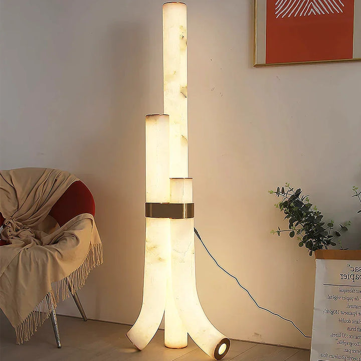 Piped Alabaster Floor Lamp - view 5 | Woorglamp