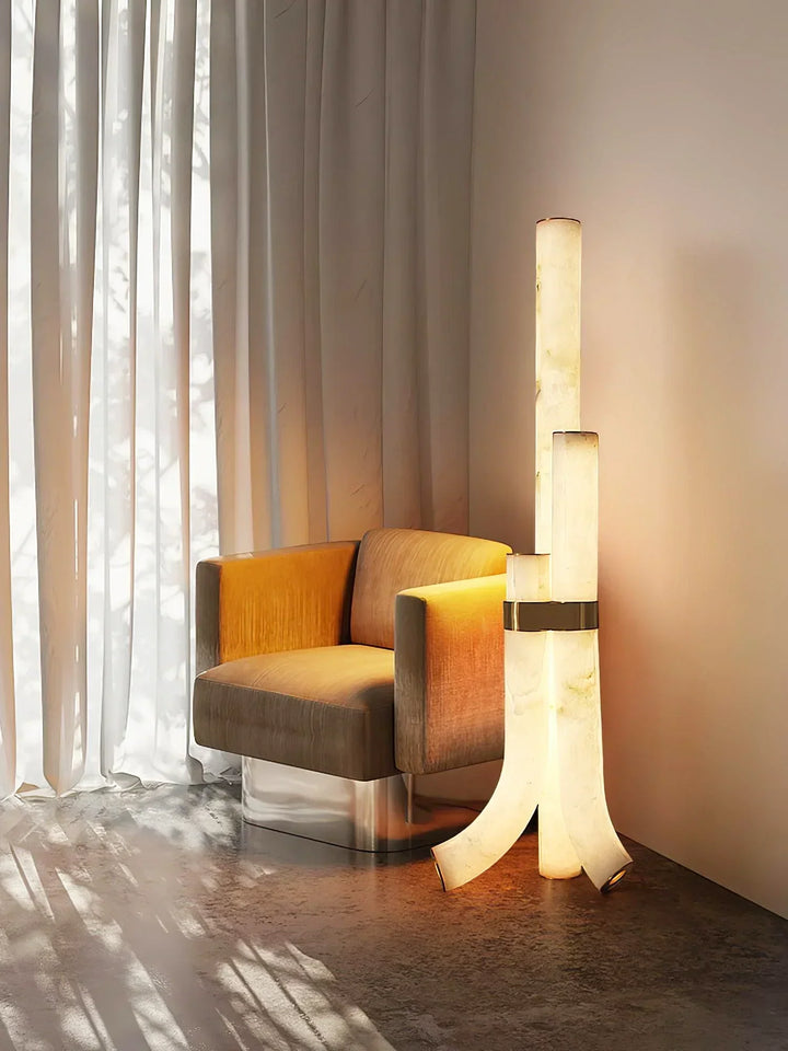 Piped Alabaster Floor Lamp - view 9 | Woorglamp
