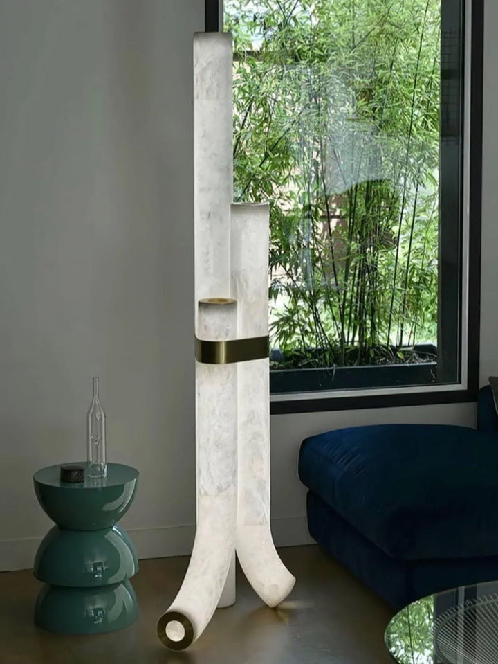 Piped Alabaster Floor Lamp - view 16 | Woorglamp