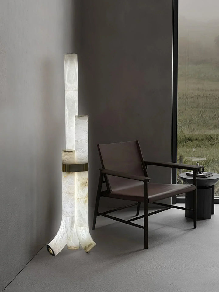 Piped Alabaster Floor Lamp - view 10 | Woorglamp