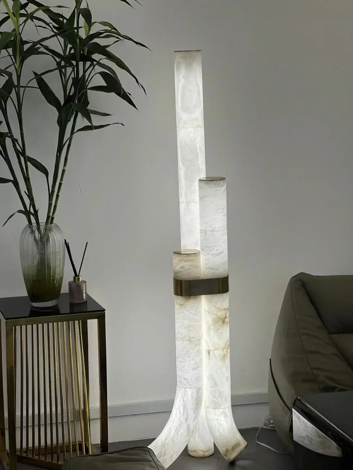 Piped Alabaster Floor Lamp - view 12 | Woorglamp