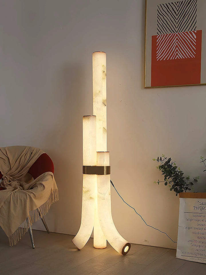 Piped Alabaster Floor Lamp - view 7 | Woorglamp