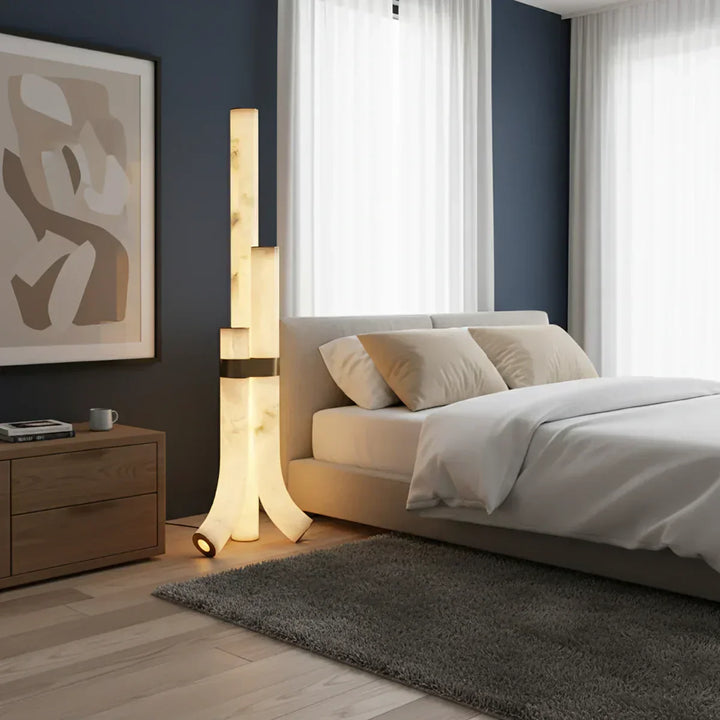 Piped Alabaster Floor Lamp - view 6 | Woorglamp