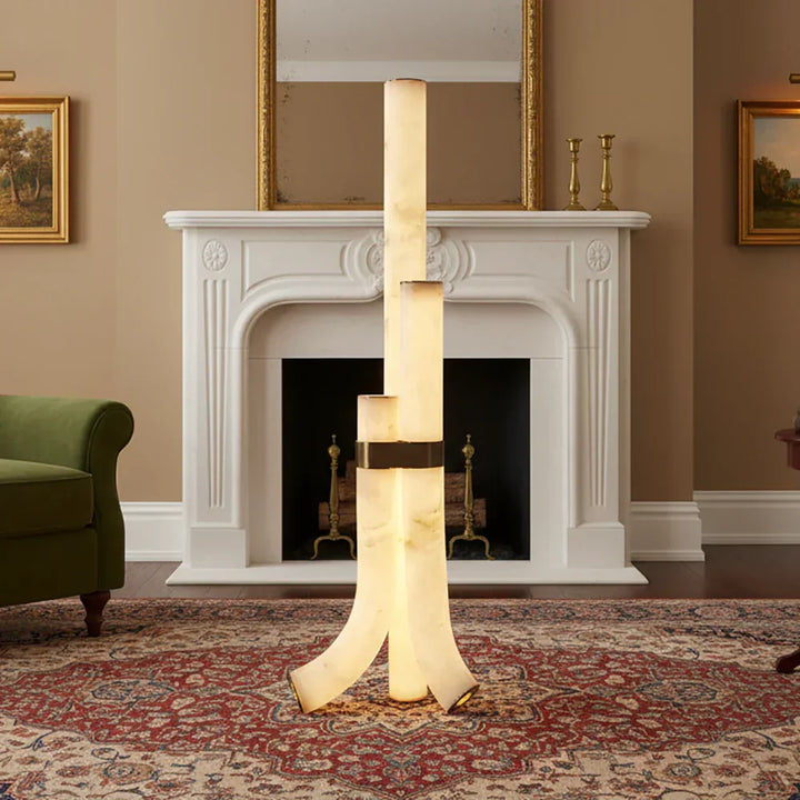 Piped Alabaster Floor Lamp - view 3 | Woorglamp