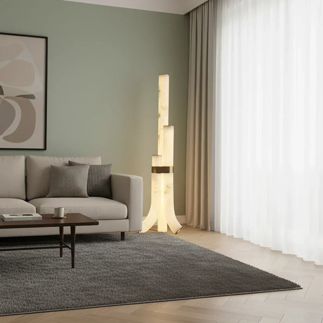 Piped Alabaster Floor Lamp - view 4 | Woorglamp