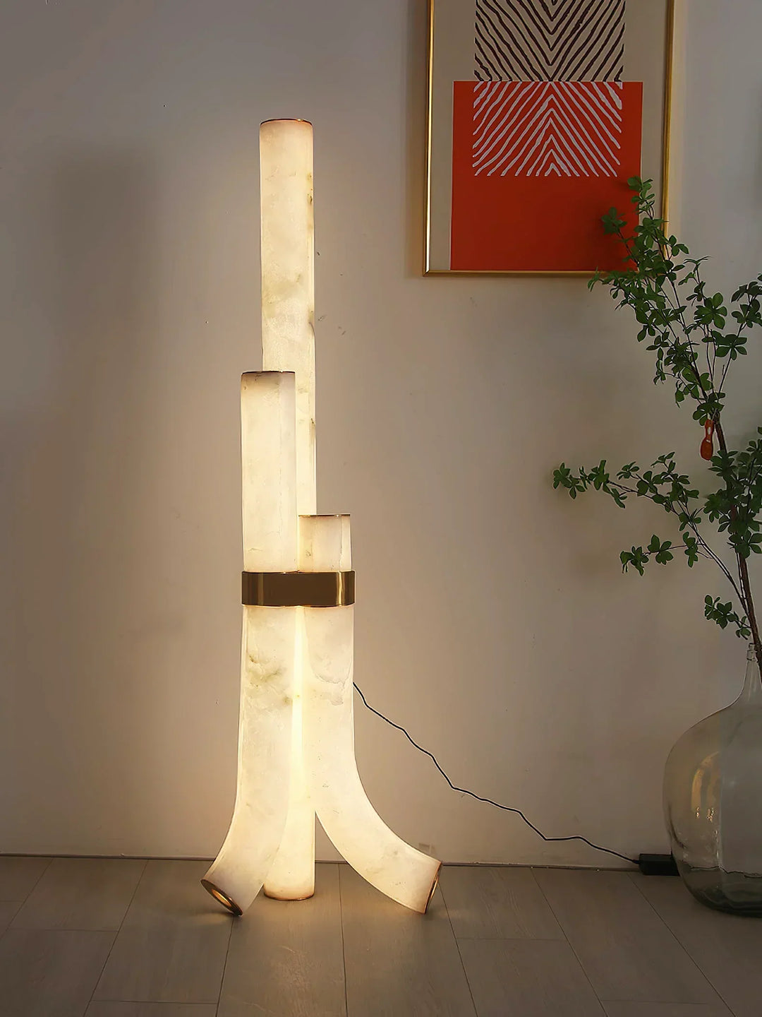 Piped Alabaster Floor Lamp - view 11 | Woorglamp