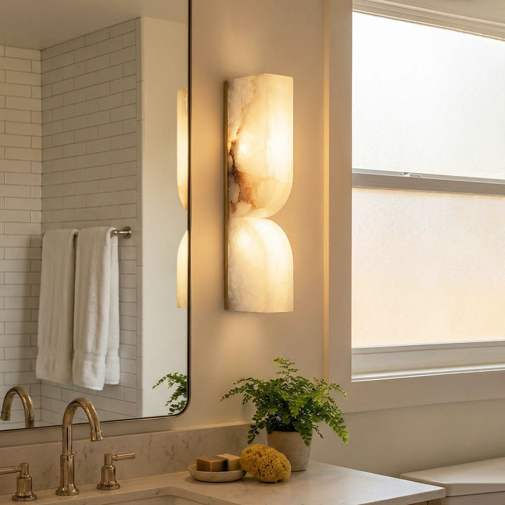 Rectangular Fluted Alabaster Wall Sconce