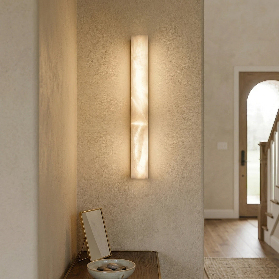 Rectangular Fluted Alabaster Wall Sconce