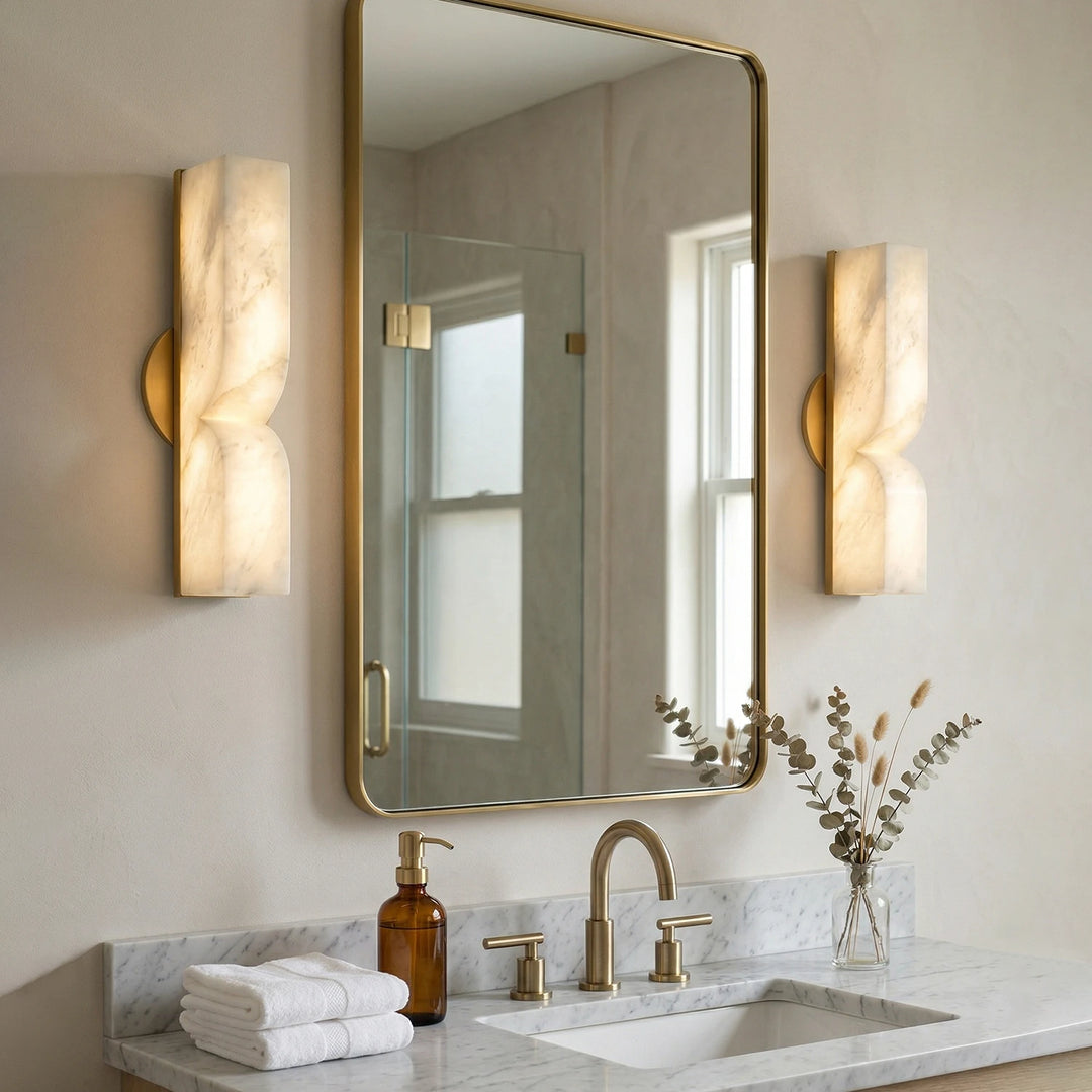 Rectangular Fluted Alabaster Wall Sconce