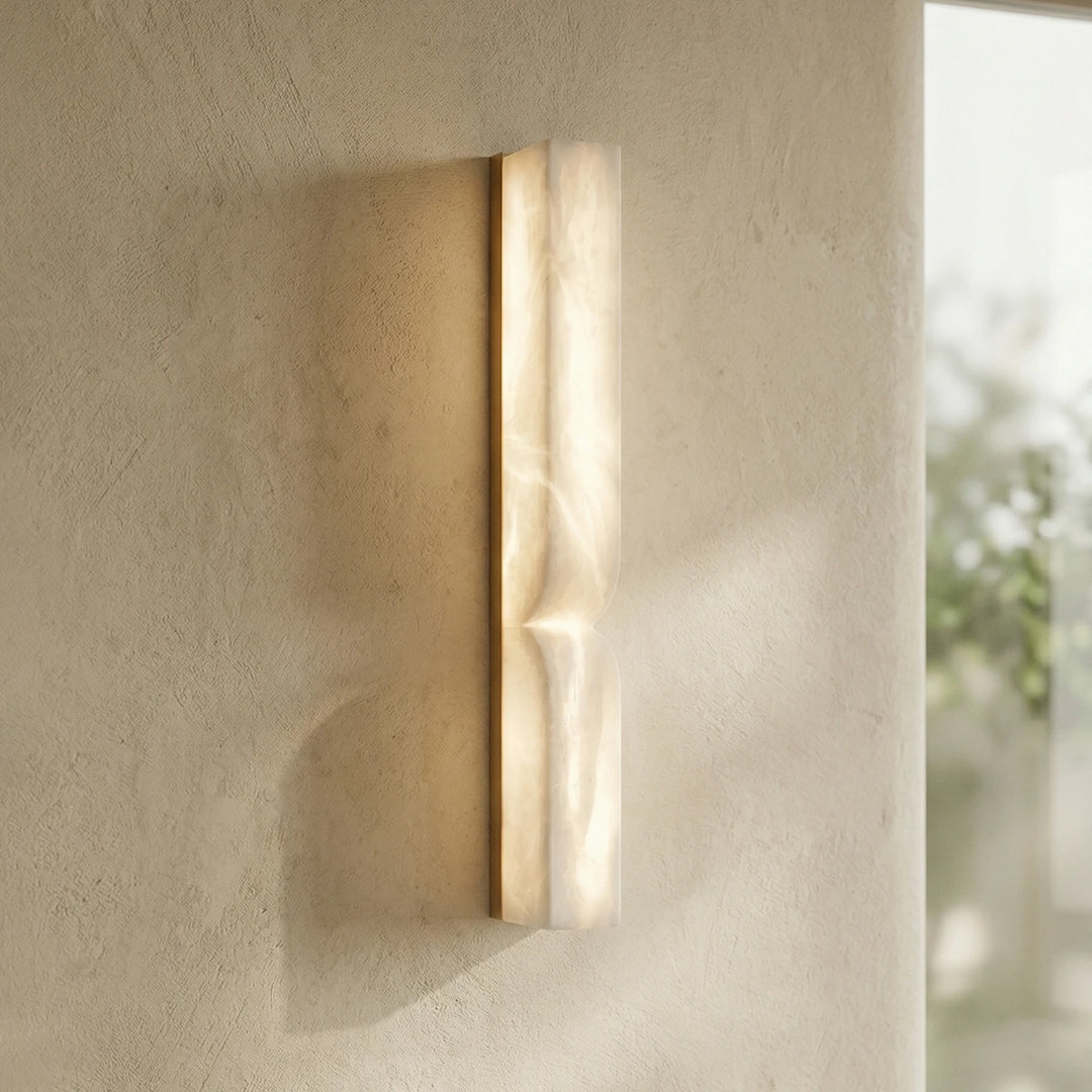 Rectangular Fluted Alabaster Wall Sconce