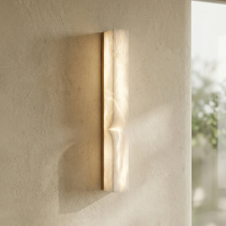 Rectangular Fluted Alabaster Wall Sconce