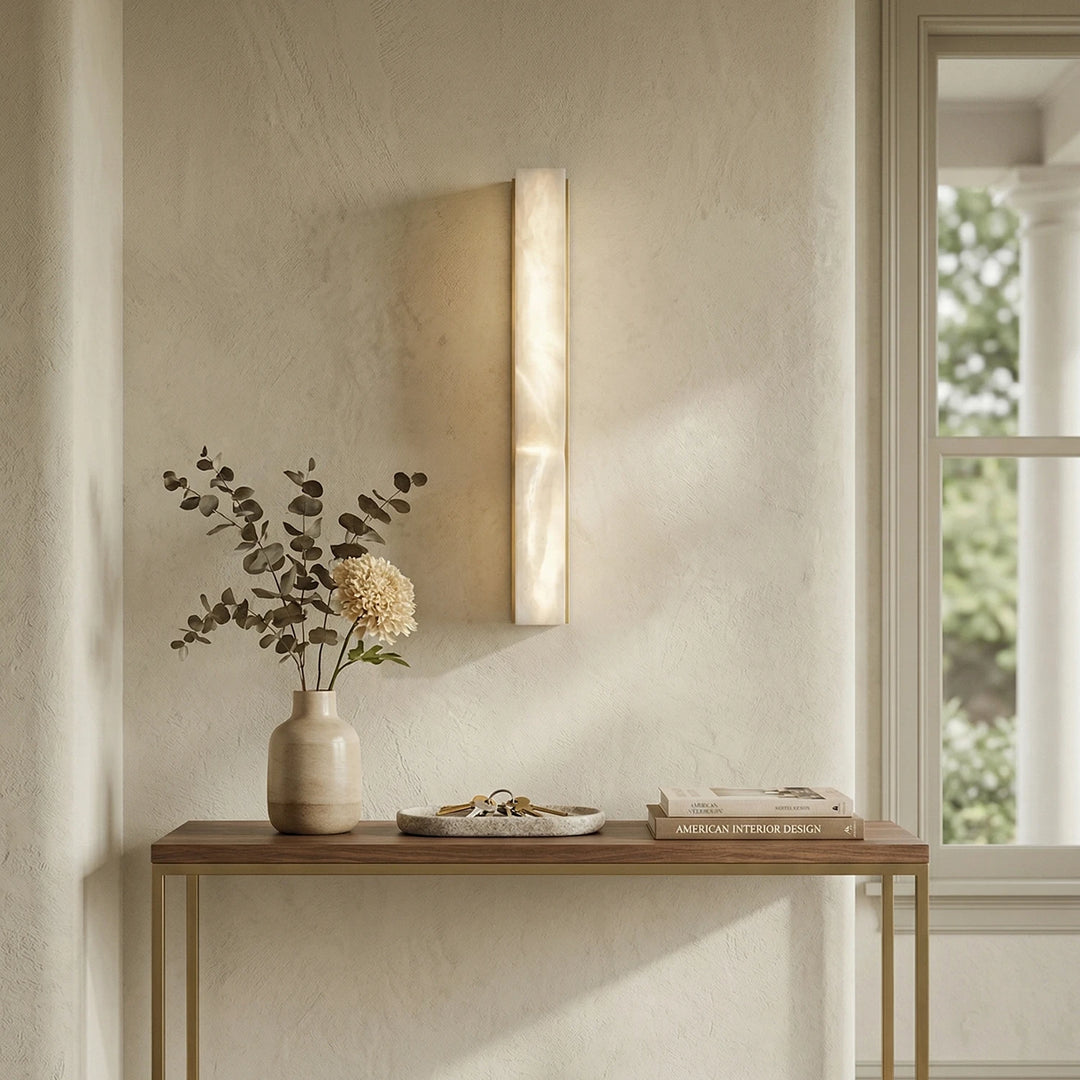 Rectangular Fluted Alabaster Wall Sconce