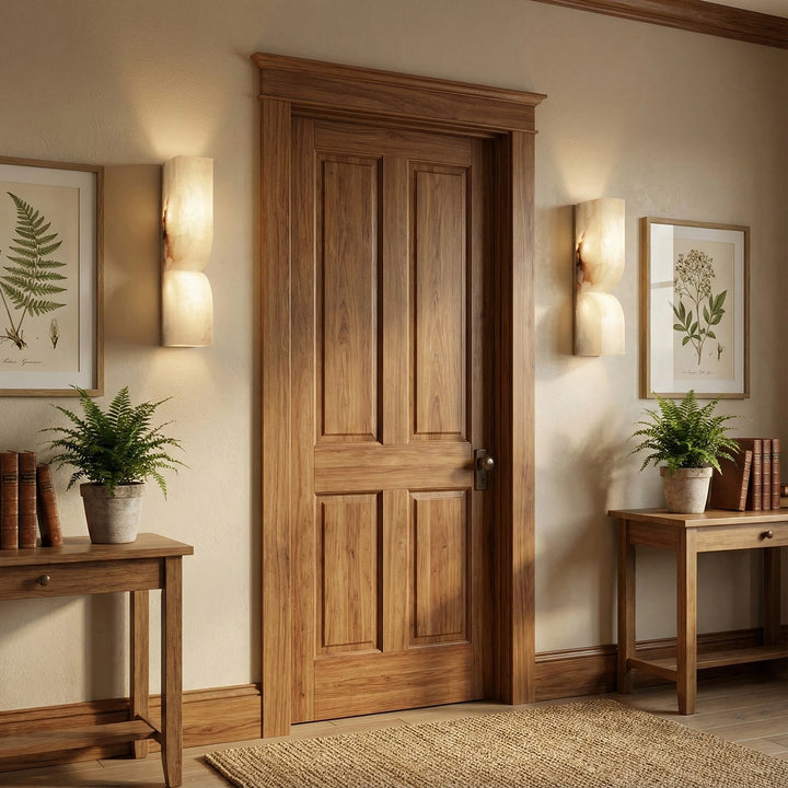 Rectangular Fluted Alabaster Wall Sconce