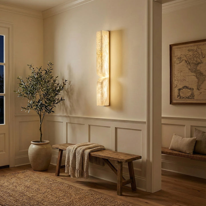 Rectangular Fluted Alabaster Wall Sconce