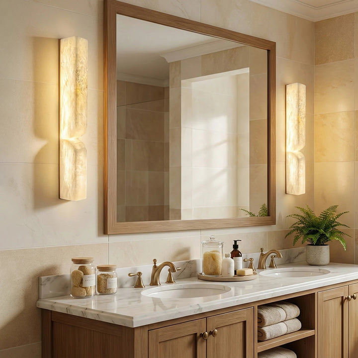 Rectangular Fluted Alabaster Wall Sconce