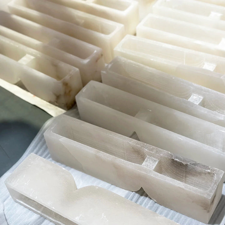 Rectangular Fluted Alabaster Wall Sconce