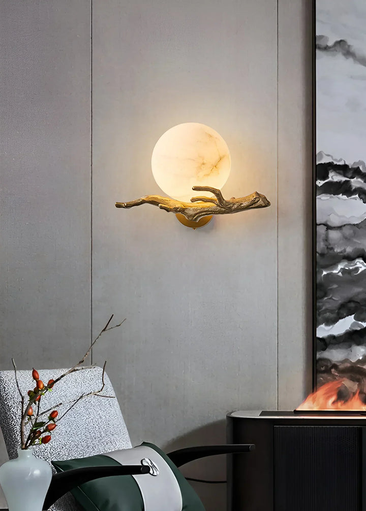 Retro Brass Twigs Alabaster Wall Lamp - view 10 | Woorglamp