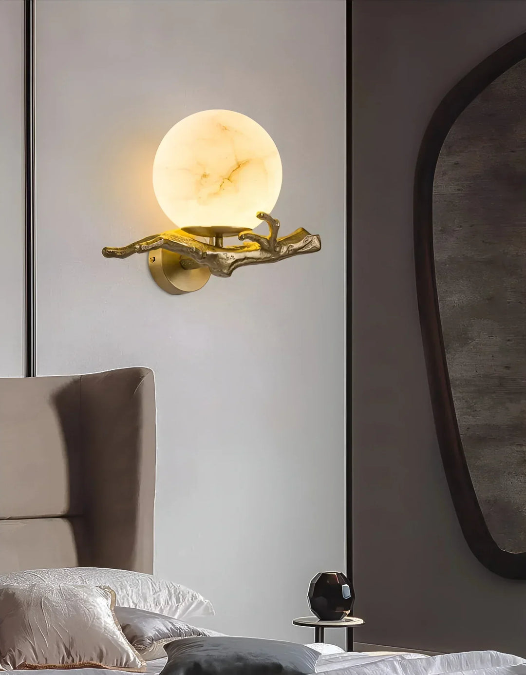 Retro Brass Twigs Alabaster Wall Lamp - view 4 | Woorglamp