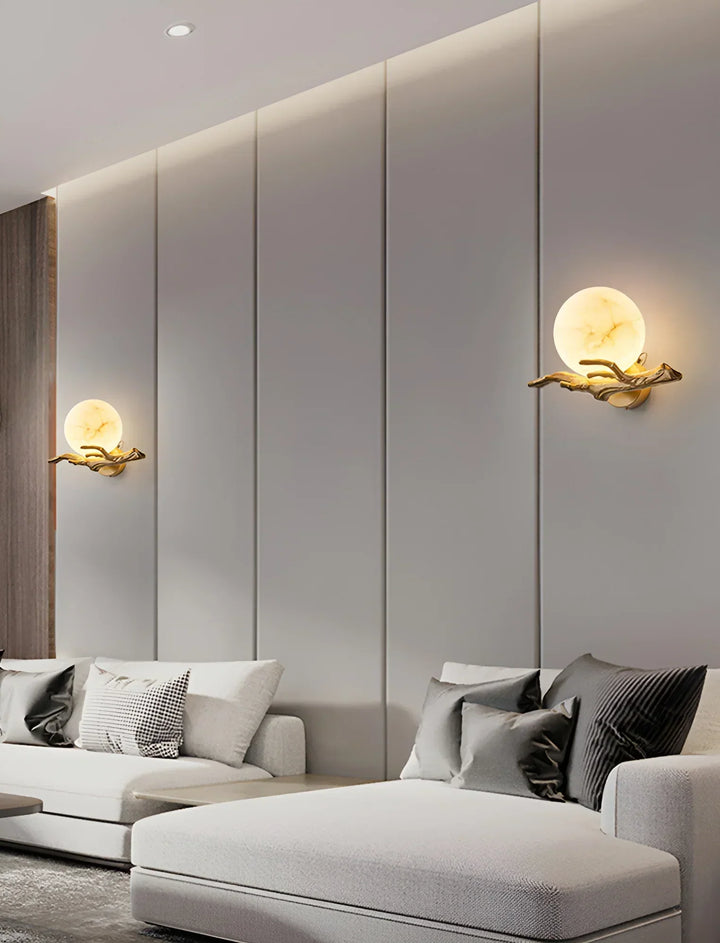 Retro Brass Twigs Alabaster Wall Lamp - view 13 | Woorglamp