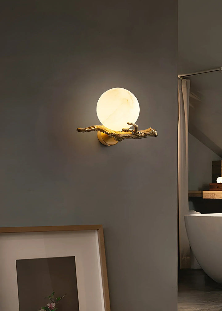 Retro Brass Twigs Alabaster Wall Lamp - view 5 | Woorglamp