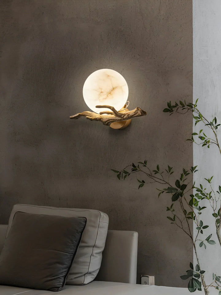 Retro Brass Twigs Alabaster Wall Lamp - view 12 | Woorglamp