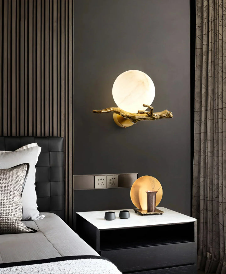 Retro Brass Twigs Alabaster Wall Lamp - view 6 | Woorglamp
