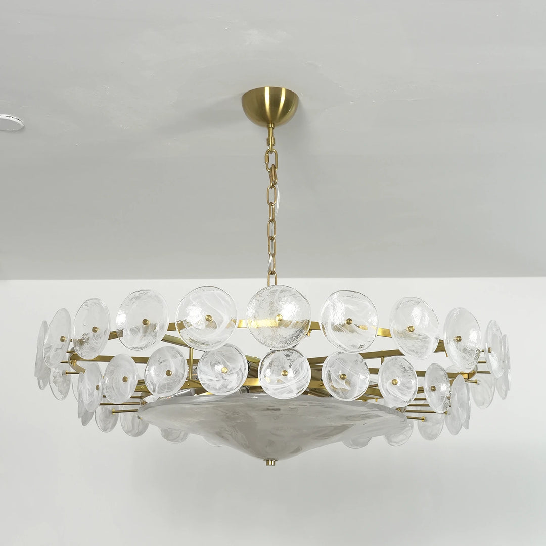 Clear_Glass_Disc_Chandelier_Detail_Close-Up_Textured_Glass_Woorglamp