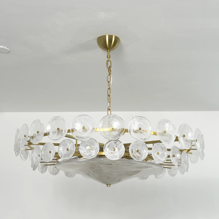 Clear_Glass_Disc_Chandelier_Detail_Close-Up_Textured_Glass_Woorglamp