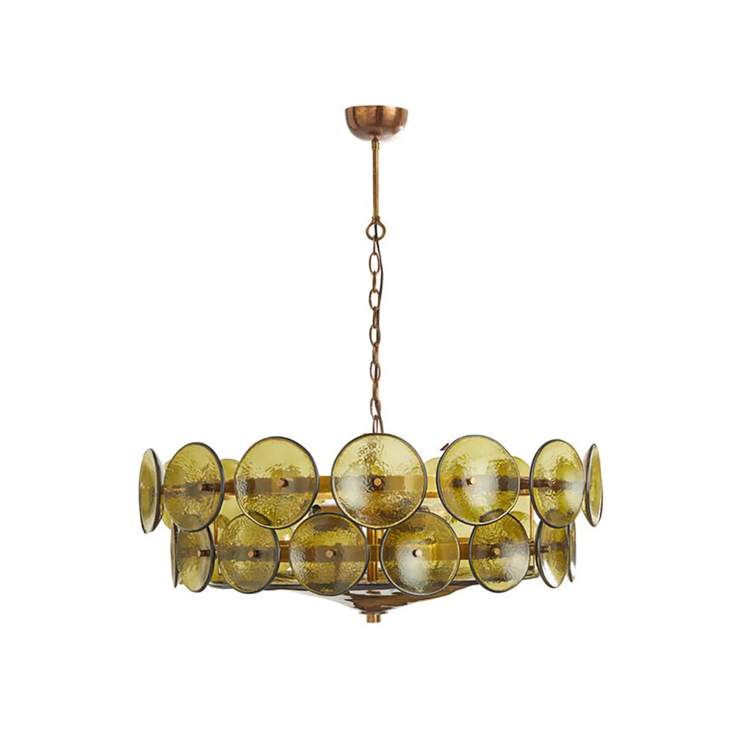 Clear_Glass_Disc_Chandelier_Plain_Ceiling_Background_Woorglamp